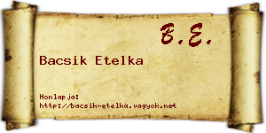 Bacsik Etelka névjegykártya